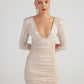 Karly Beige Shiny Mini Dress