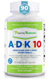 Power By Naturals ADK 10 Vitamin Supplement – A, D3 10,000 IU & K2 MK-7, 90 Capsules (3-Month Supply)