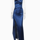 New solid color sexy waist slit halter thin summer dress