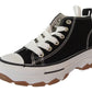 Girls High top Chunky Platform Lace Up Canvas Sneakers Black