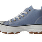 Girls High top Chunky Platform Lace Up Canvas Sneakers Blue