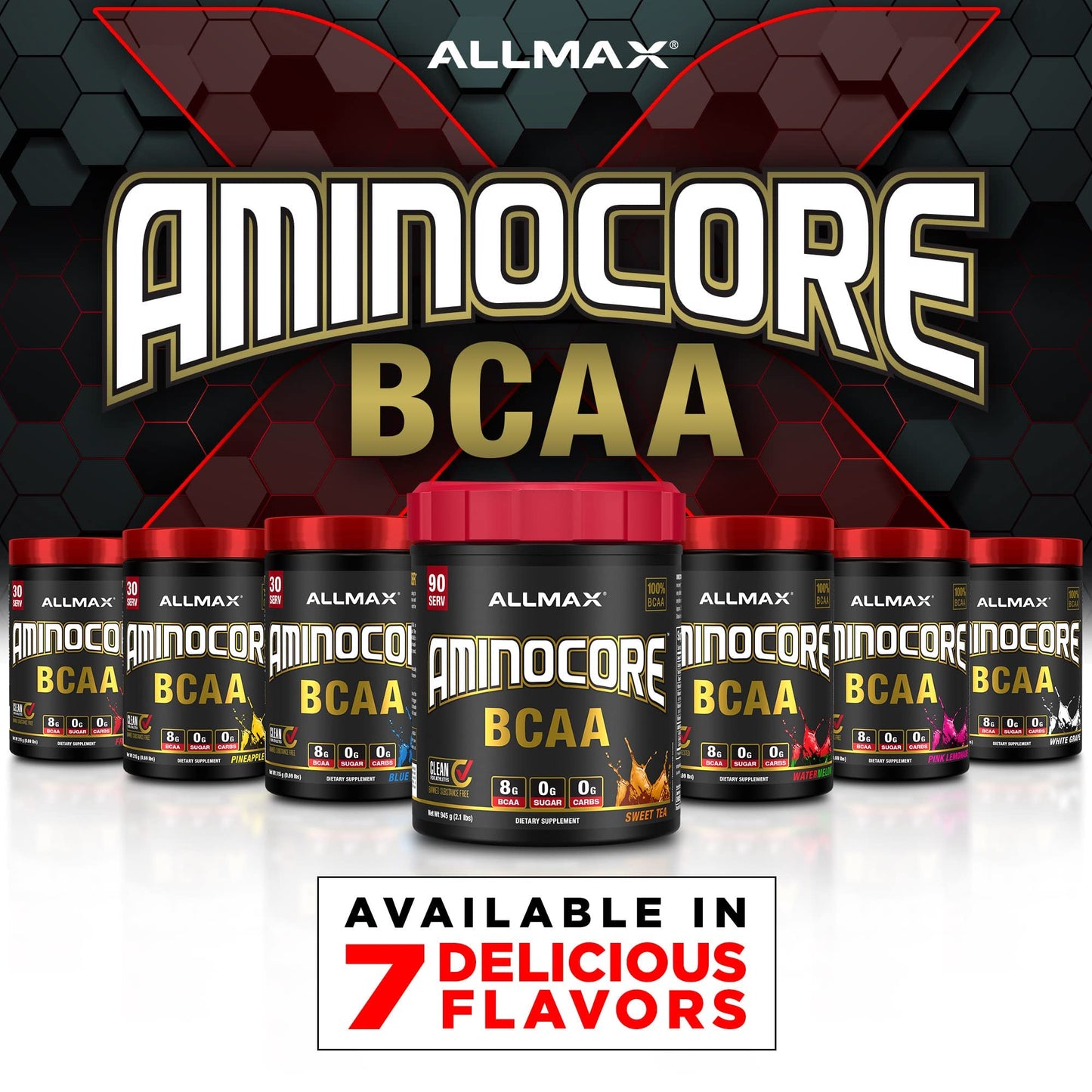 ALLMAX AminoCORE BCAA Pink Lemonade – 945 g, 90 Servings, 8.18 g BCAAs per Serving, Sugar Free, with B Vitamins