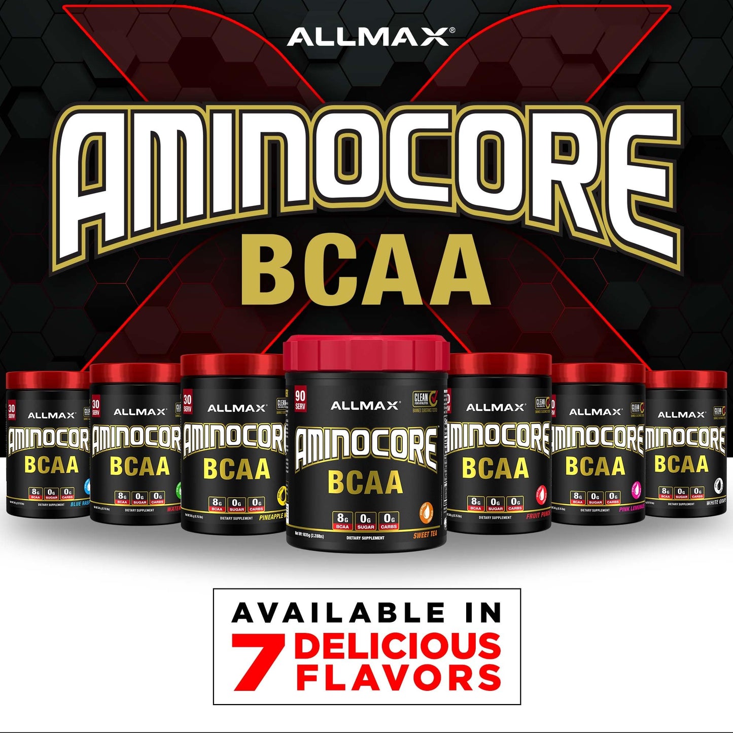 ALLMAX AminoCORE BCAA Pink Lemonade – 945 g, 90 Servings, 8.18 g BCAAs per Serving, Sugar Free, with B Vitamins