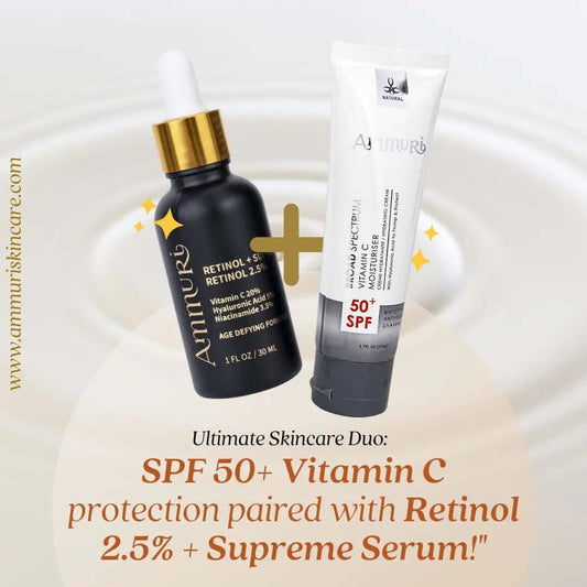 Ammuri Radiant Skin Serum Set - Retinol & SPF 50 Vitamin C Anti-Aging Duo