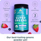 Ancient Nutrition SuperGreens Powder with Probiotics – Organic Berry Flavor, 25 Servings, 6.7 oz
