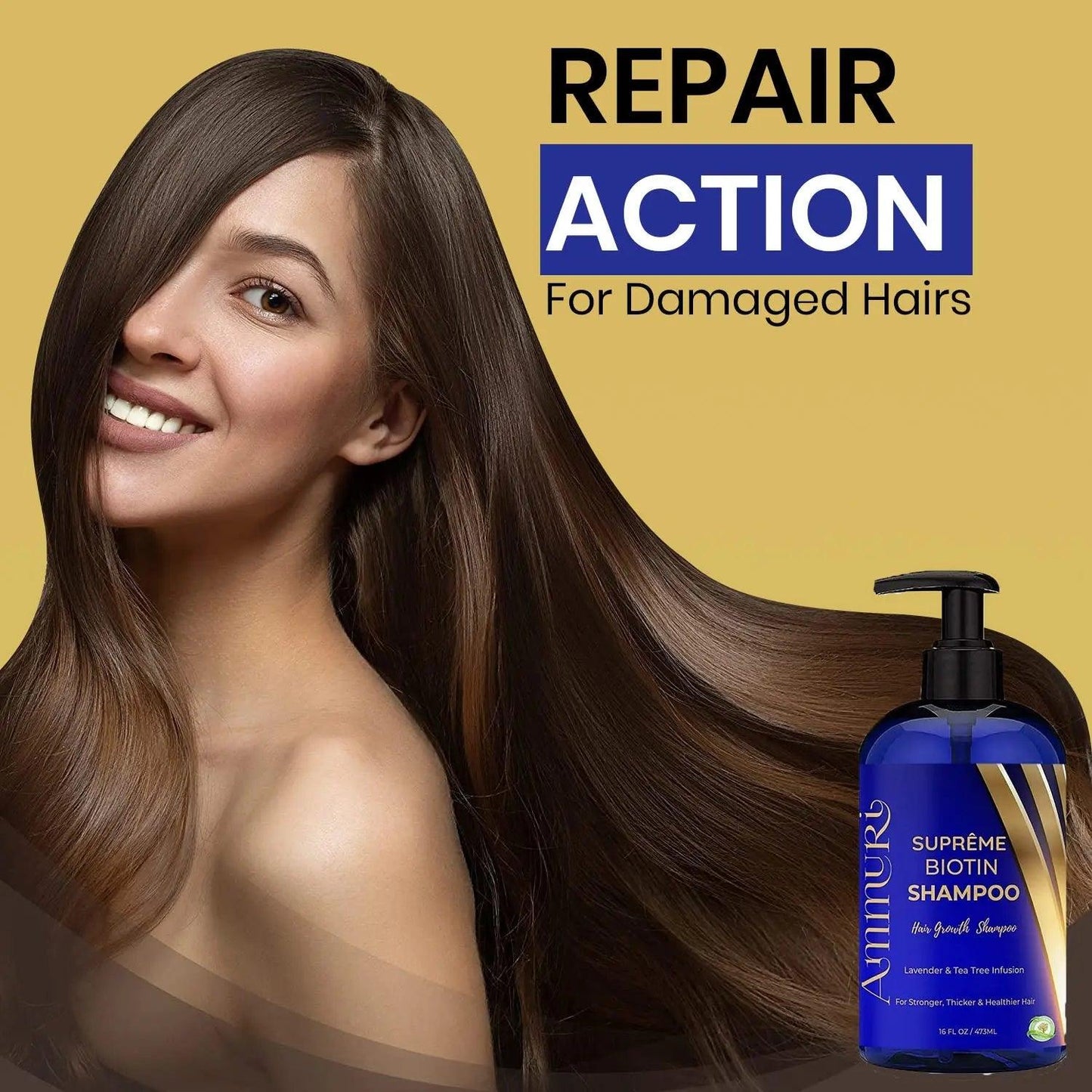 Ammuri Biotin Shampoo - DHT Blocker for Thicker Hair Growth Treatment 473ml Set Of 2