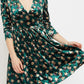 Louche Annalise Paintbrush Print Velvet V Neck Mini Dress