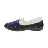 Annie Ladies Velour A-Line Slippers with Dandelion Print & Towelling Lining