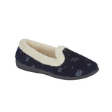 Annie Ladies Velour A-Line Slippers with Dandelion Print & Towelling Lining