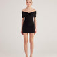 Muse Black Bardot Neck Mini Dress