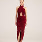 Marie Burgundy Backless Slit Maxi Dress