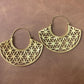 Geometric Petal Hoops – Brass Cutwork Mandala Earrings.