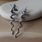 Serpentina Spiral Dangles - Twisted Brass Snake Earrings in Gold/Sliver Tone.