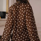 Coffee Polka Dot Bell Sleeve Blouse