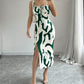 Summer Printed Suspender Split Dress Fashion Slim Lace-up Long Dresses For Women Clothing