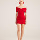 Muse Red Bardot Neck Mini Dress