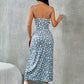 Elegant Floral Print Knit Slingback Collarless Polyester Dress for Women