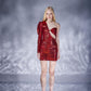 Anabelle Red Shiny One Shoulder Diagonal Low-Cut Mini Dress