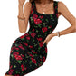 Print Women's Sleeveless Floral Knit Midi Dress