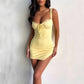 Sexy V-neck Suspender Dress Summer Lace Slim Slit Skirt Womens Clothing