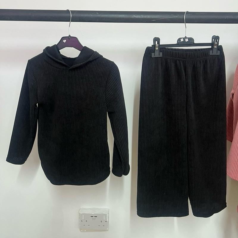 Amy Kids Ribbed Hoodie & Wide Leg Trouser Set | 2-Piece Lounge Set