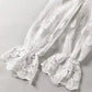 Beige Embroidered Mesh Blouse – Flounce Sleeves