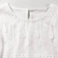 Beige Embroidered Mesh Blouse – Flounce Sleeves