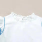 Belle White Embroidered Blouse - Ruffled-Sleeve Frilled-Collar