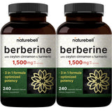 NatureBell Berberine 1500mg with Cinnamon & Turmeric – 2 Pack Veggie Capsules | 97% Pure Berberine HCl