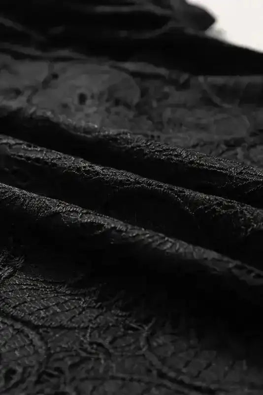 Black Flower Eyelet Jacquard Top