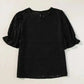 Black Flower Eyelet Jacquard Top