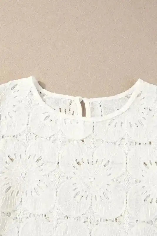 Black Flower Eyelet Jacquard Top