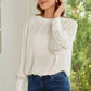 Black Pleated Loose Blouse - Padded Shoulder Buttoned Cuffs