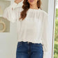 Black Pleated Loose Blouse - Padded Shoulder Buttoned Cuffs