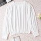 Black Pleated Loose Blouse - Padded Shoulder Buttoned Cuffs
