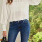 Black Pleated Loose Blouse - Padded Shoulder Buttoned Cuffs