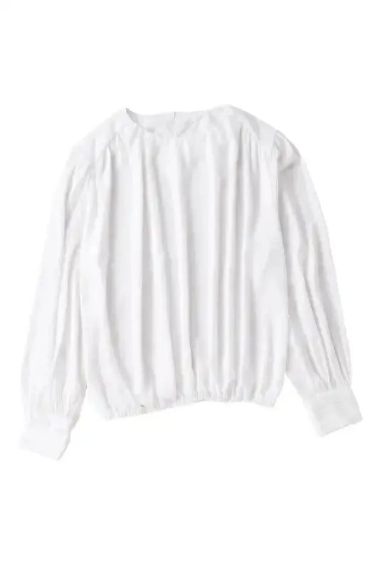 Black Pleated Loose Blouse - Padded Shoulder Buttoned Cuffs