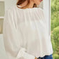 Black Pleated Loose Blouse - Padded Shoulder Buttoned Cuffs