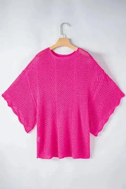 Pink Pointelle Short Sleeve Top