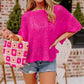 Pink Pointelle Short Sleeve Top
