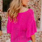 Pink Pointelle Short Sleeve Top