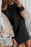 Black Shift Mini Dress – Sequin Balloon Sleeves