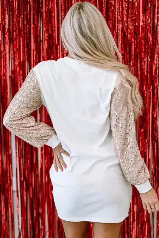 Black Shift Mini Dress – Sequin Balloon Sleeves