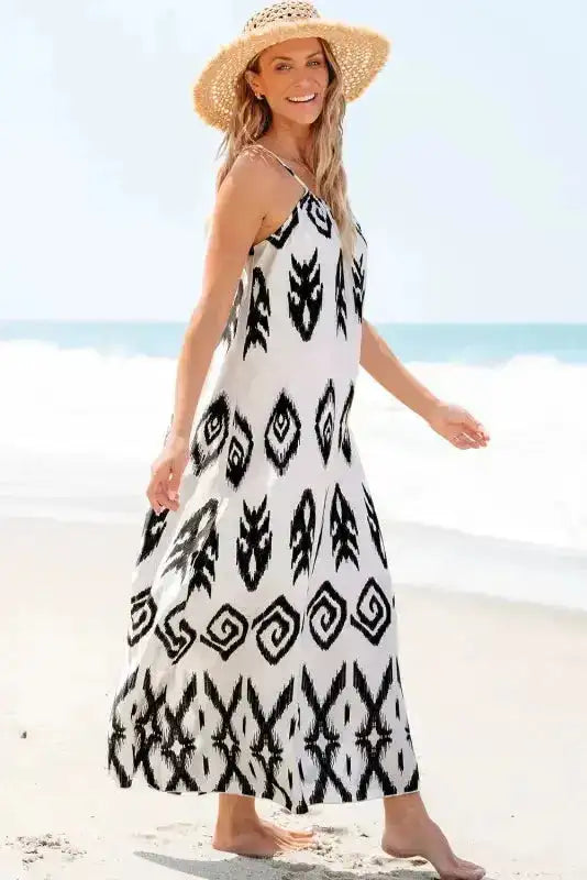 White Aztec Print Western Sundress