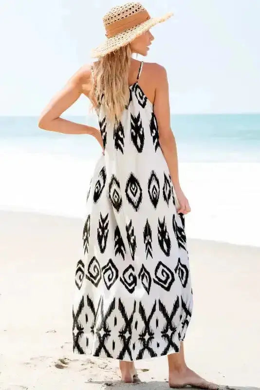 White Aztec Print Western Sundress