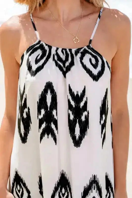 White Aztec Print Western Sundress