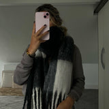 Ladies Ultra-Soft Gradient Color Block Blanket Scarf Shawl