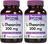 BlueBonnet L-Theanine 200mg – Free-Form Amino Acid, 60 Veg Capsules (Pack of 2)
