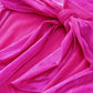 Bright Pink Satin Backless Blouse  Ruched Sleeves