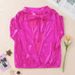 Bright Pink Satin Backless Blouse  Ruched Sleeves